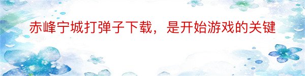 赤峰宁城打弹子下载，是开始游戏的关键