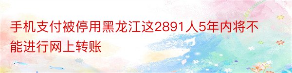 手机支付被停用黑龙江这2891人5年内将不能进行网上转账